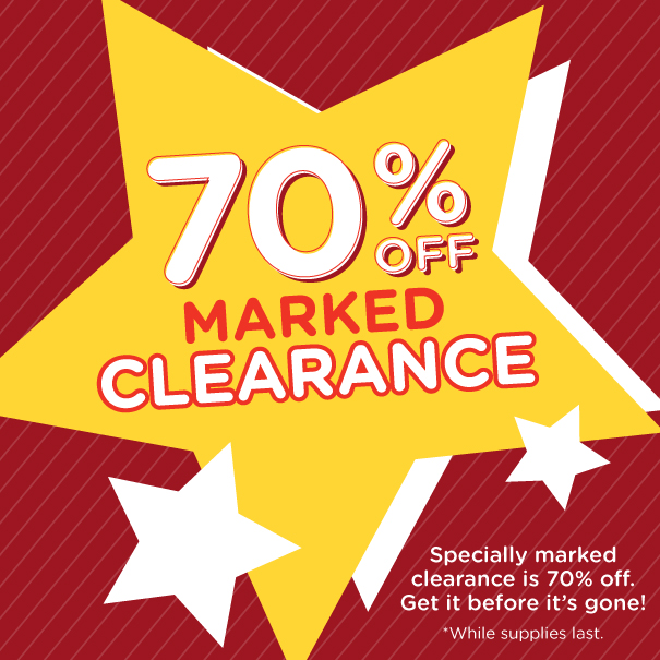 70% OFF Clearance Sale